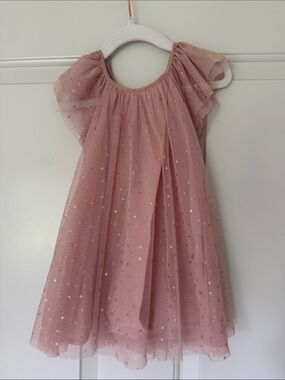 GAP Pink Tulle Dress with Gold Star Details
